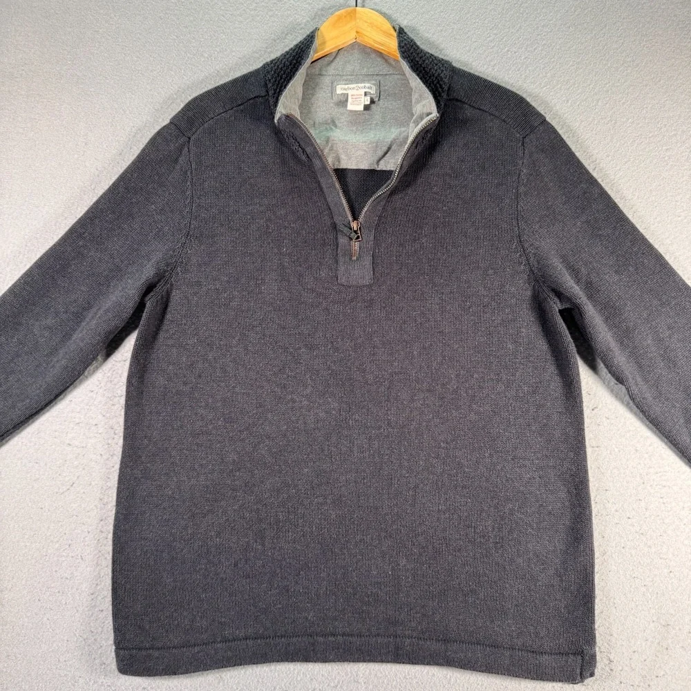 Carbon 2 Cobalt Quarter Zip Knit Sweater Mens Large Blue Pullover‎ Long Sleeve